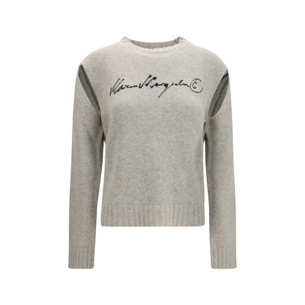 Mm6 Women Knitted Sweater With Logo Lettering